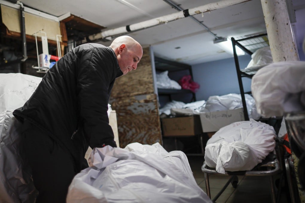 New York’s funeral homes are caught in the middle between hospitals and the city’s cemeteries and crematoriums. Pictured, Pat Marmo, owner of Daniel J. Schaefer Funeral Home in Brooklyn, New York. Photo: AP