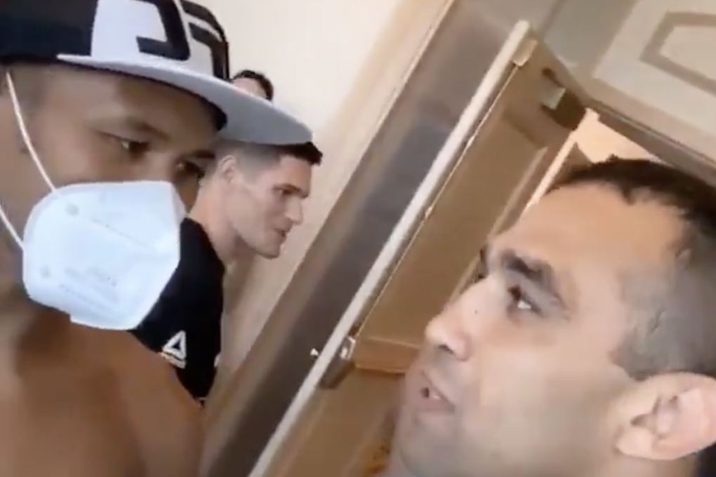 Ronaldo ‘Jacare’ Souza with Fabricio Werdum after the weigh-ins at the UFC 249 hotel in Florida. Photo: Instagram