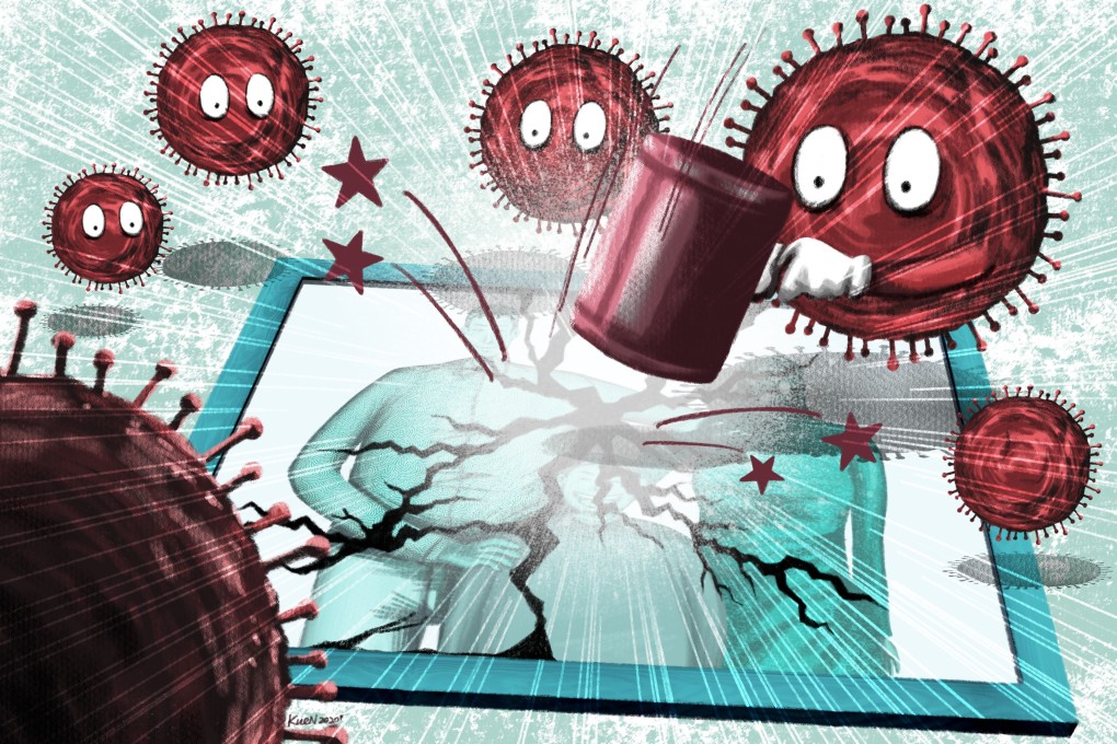 The distress caused by the fear of coronavirus infection, confinement measures and social isolation has taken a toll on Hong Kong couples. Illustration: Lau Ka-kuen