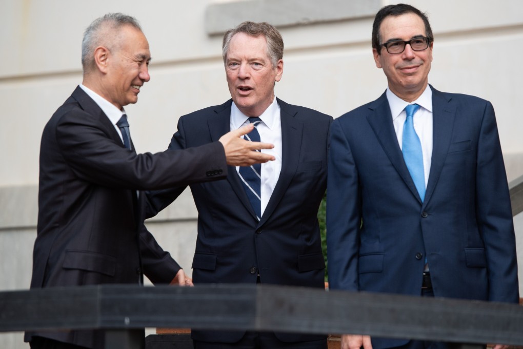 China’s lead negotiator Liu He, left, held a phone conversation with US Trade Representative Robert Lighthizer and Treasury Secretary Steven Mnuchin on Friday. Photo: AFP