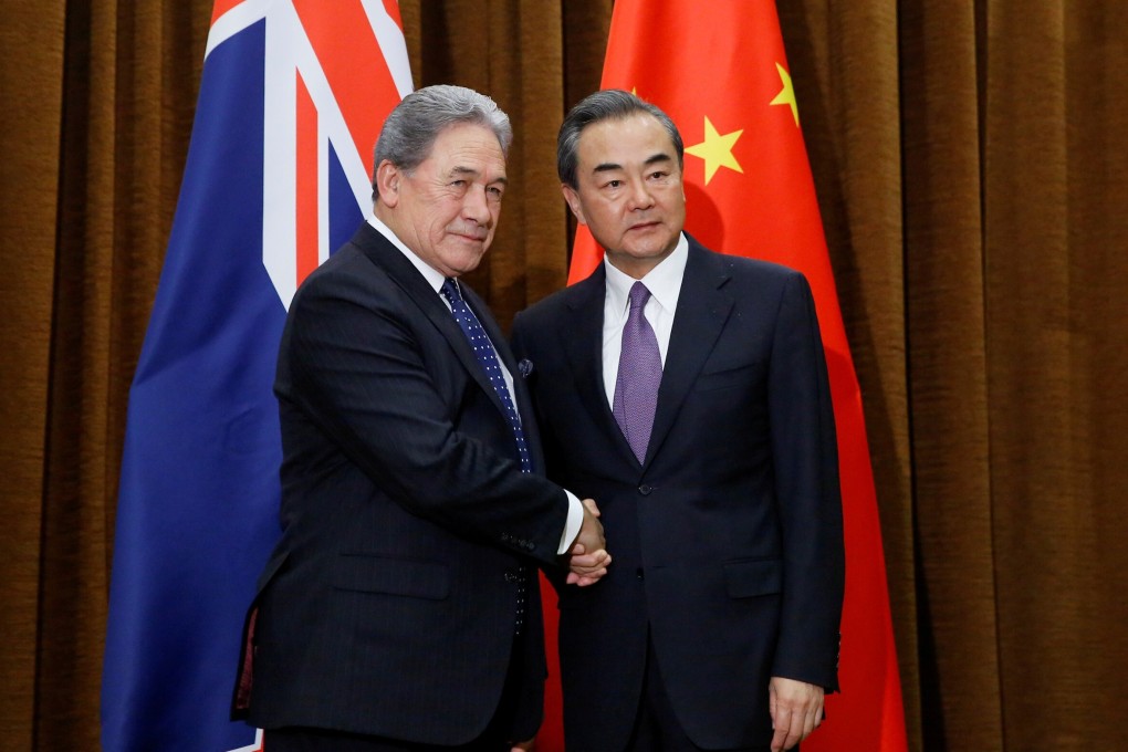 New Zealand’s Foreign Minister Winston Peters with China’s Foreign Minister Wang Yi. Photo: Reuters