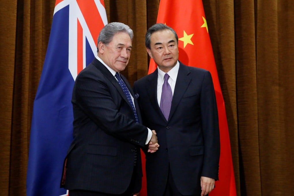 New Zealand’s Foreign Minister Winston Peters with China’s Foreign Minister Wang Yi. Photo: Reuters
