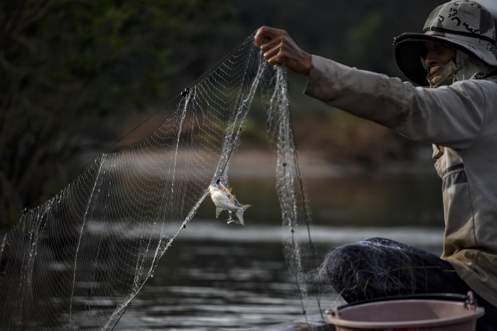 The once mighty Mekong River has been reduced to a thin neck of water across much of northern Thailand. Photo: AFP