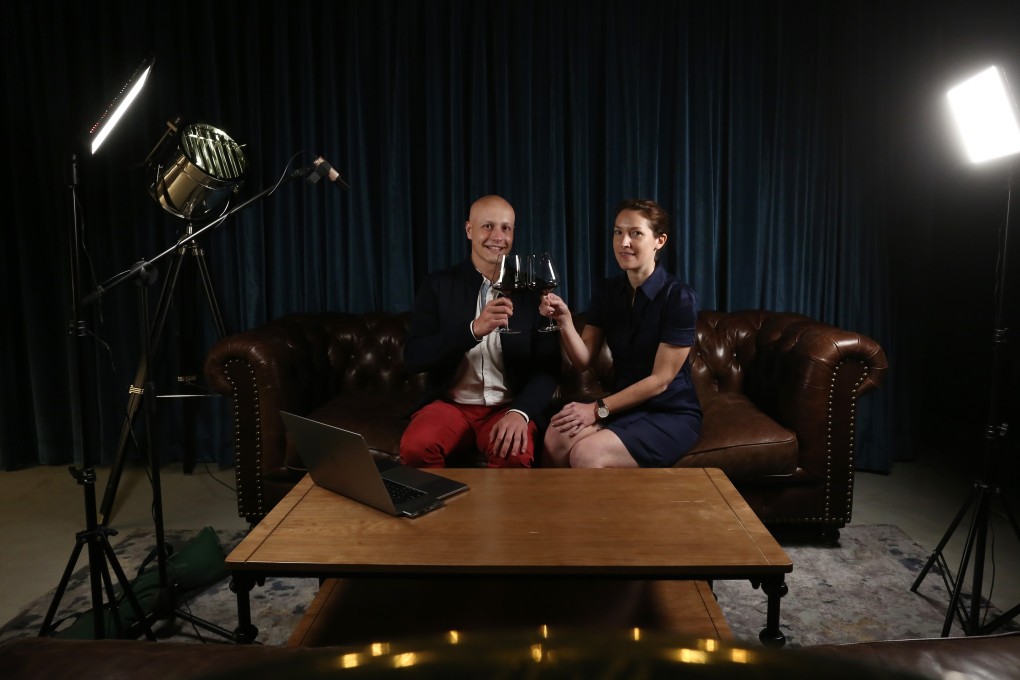 Florian Rossignol and Alexandria Rae Cubbage at the Fine Wine Experience, in Sai Ying Pun. Photo: SCMP / Jonathan Wong