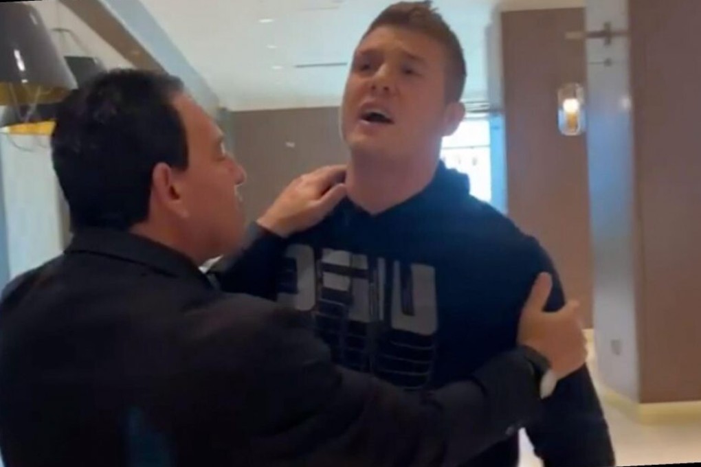 Marvin Vettori is held back as he confronts Karl Roberson in the UFC Fight Night hotel lobby. Photo: Instagram