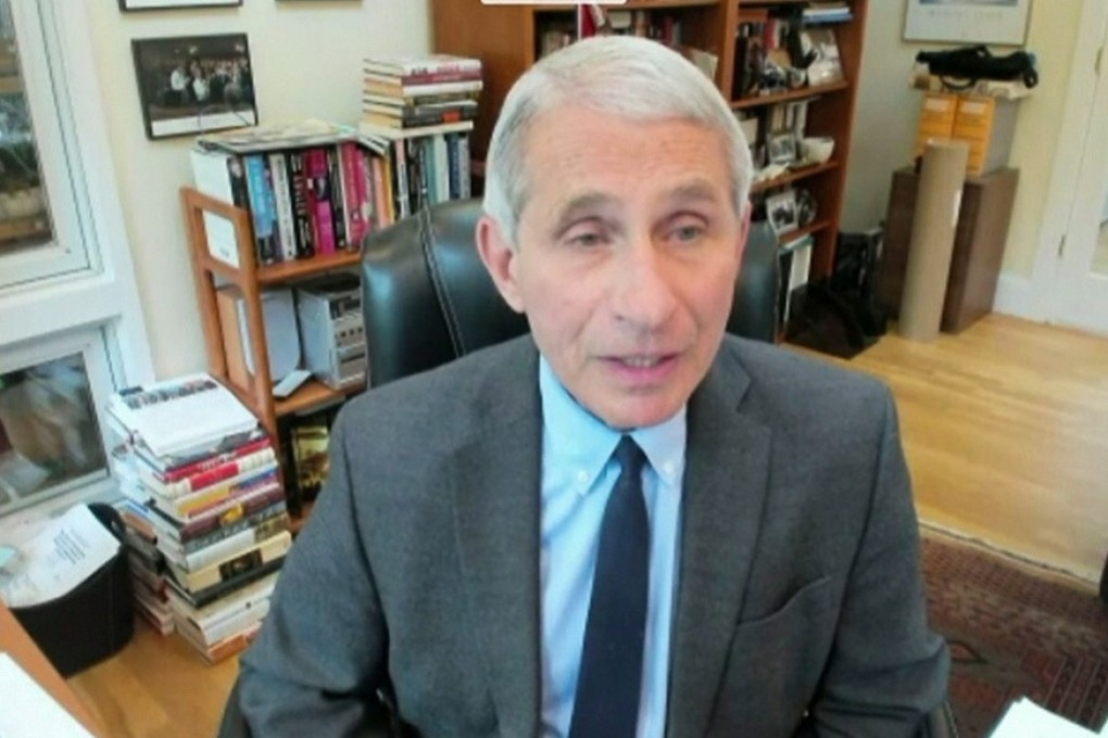 Dr Anthony Fauci testifies remotely from his home during a US Senate hearing on the coronavirus. Photo: Reuters