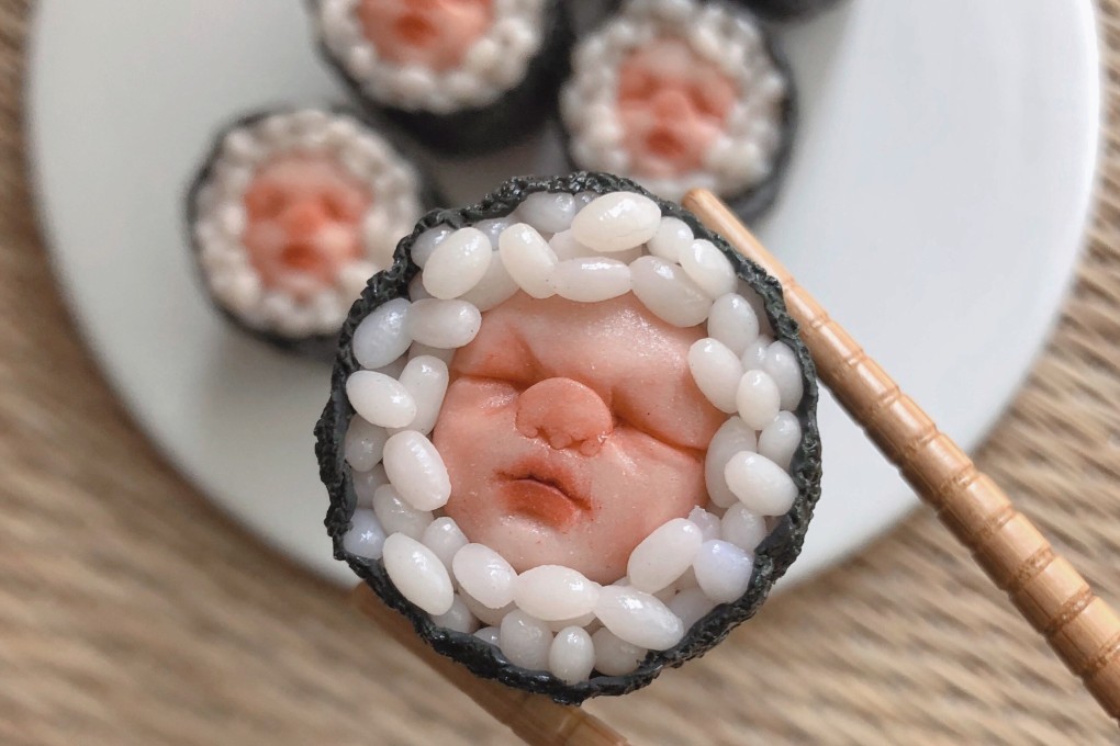 Sushi models featuring baby heads made of polymer clay by Singaporean artist Qixuan Lim. The sculptor’s works have won her hordes of Instagram fans. Photo: Courtesy of the artist