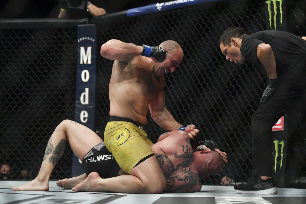 Glover Teixeira delivers some fight-ending ground and pound to Anthony Smith at UFC Fight Night. Photo: USA TODAY Sports
