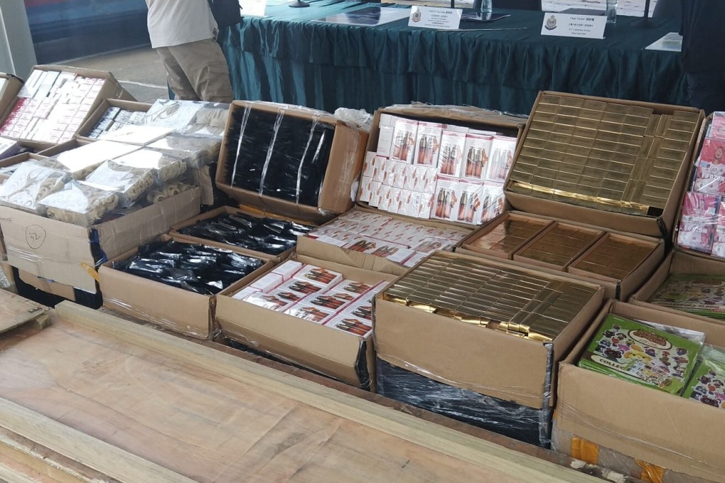 Some of the goods from a bust on Tuesday that has taken the total value of maritime-smuggling seizures to HK$150 million this year. Photo: Handout