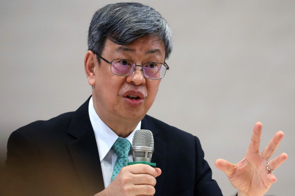 Taiwan Vice-President Chen Chien-jen speaks during a press briefing with foreign journalists about the coronavirus pandemic in Taipei, Taiwan on Thursday. Photo: EPA-EFE