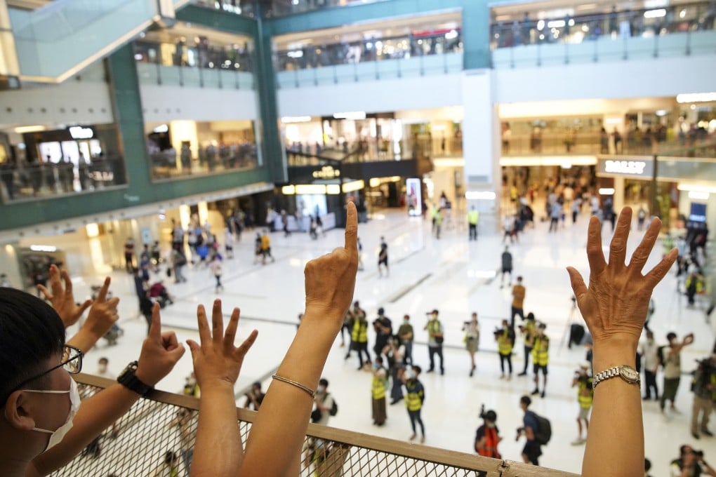 Anti-government protesters gather in New Town Plaza in Sha Tin. Photo: Winson Wong