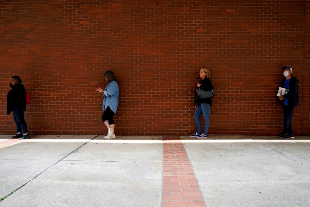 People who lost their jobs wait in line to file for unemployment benefits in Fort Smith, Arkansas. File photo: Reuters