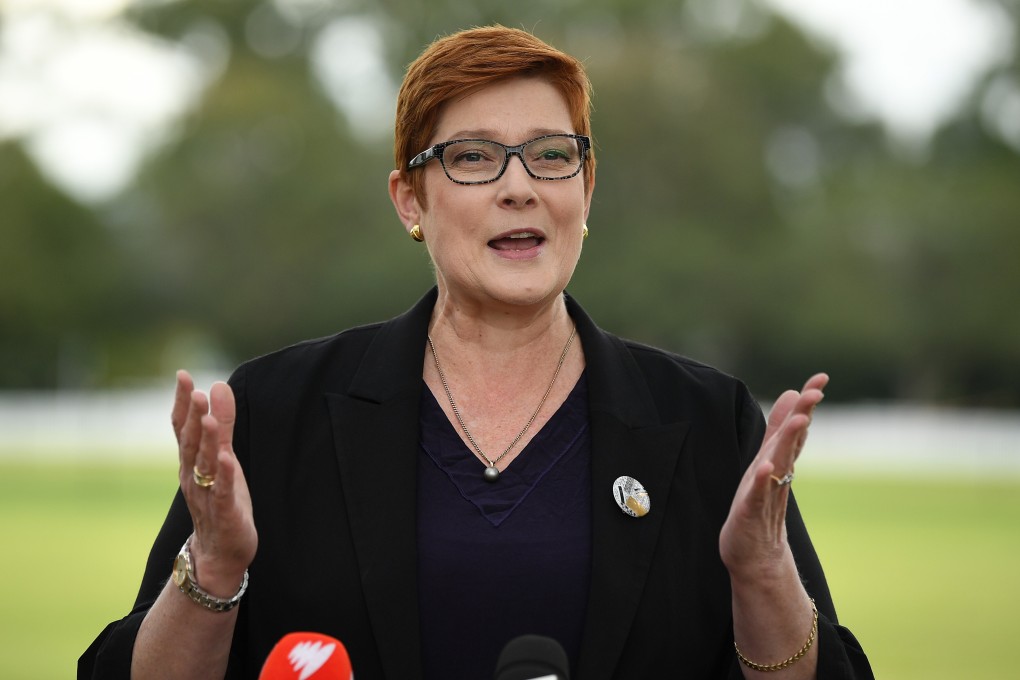 Australian Foreign Affairs Minister Marise Payne speaks to the media regarding a draft resolution for a independent coronavirus investigation on Monday. Photo: EPA
