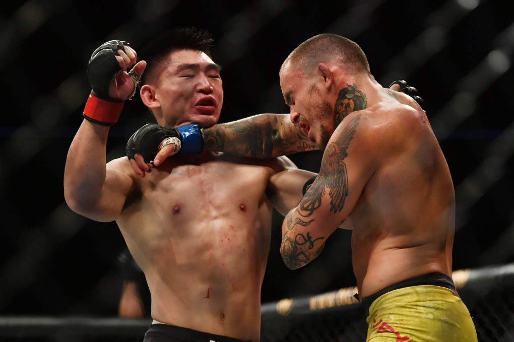 Song Yadong gets caught by Marlon Vera at UFC on ESPN. Photo: USA TODAY Sports