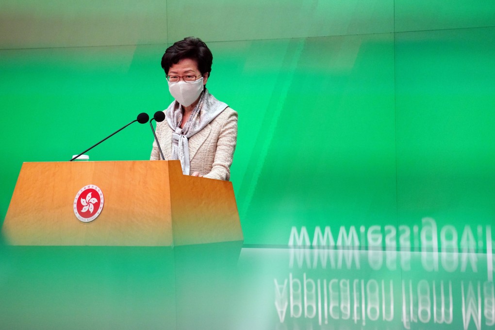 Chief Executive Carrie Lam meets the press before her Executive Council meeting on Tuesday. Photo: Robert Ng