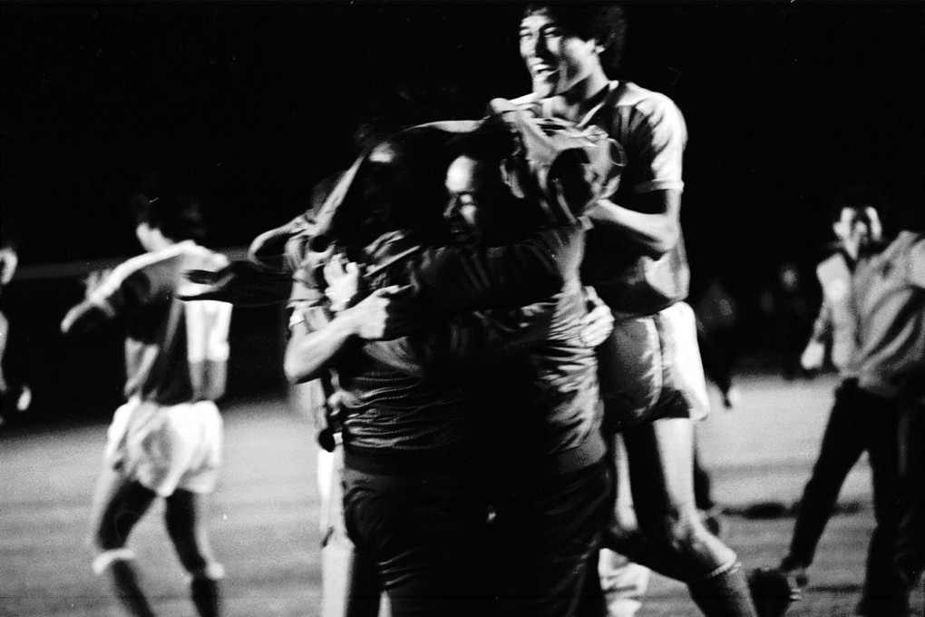Forward Wan Chi-keung celebrates with his Hong Kong teammates after the famous 2-1 win over China in Beijing on May 19, 1985. Photos: SCMP