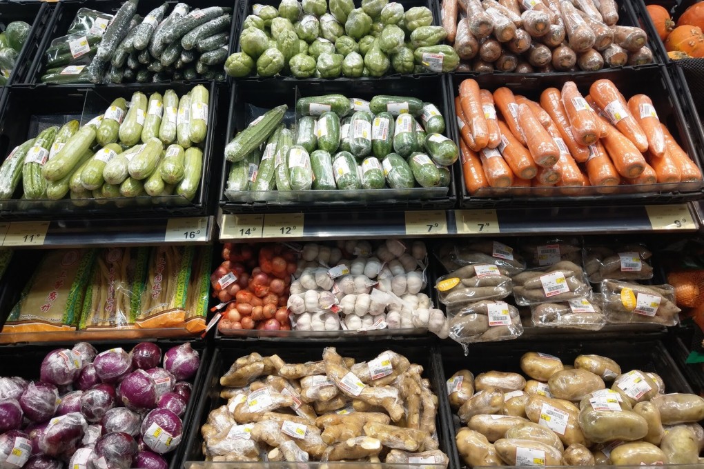 Vegetables individually wrapped in plastic at a supermarket in Hong Kong. Photo: SCMP