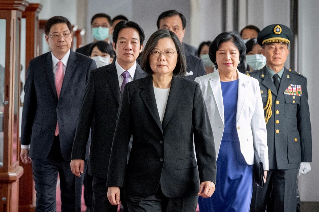 President Tsai Ing-wen arriving at the presidential office for her inauguration ceremony in Taipei.Photo: AFP
