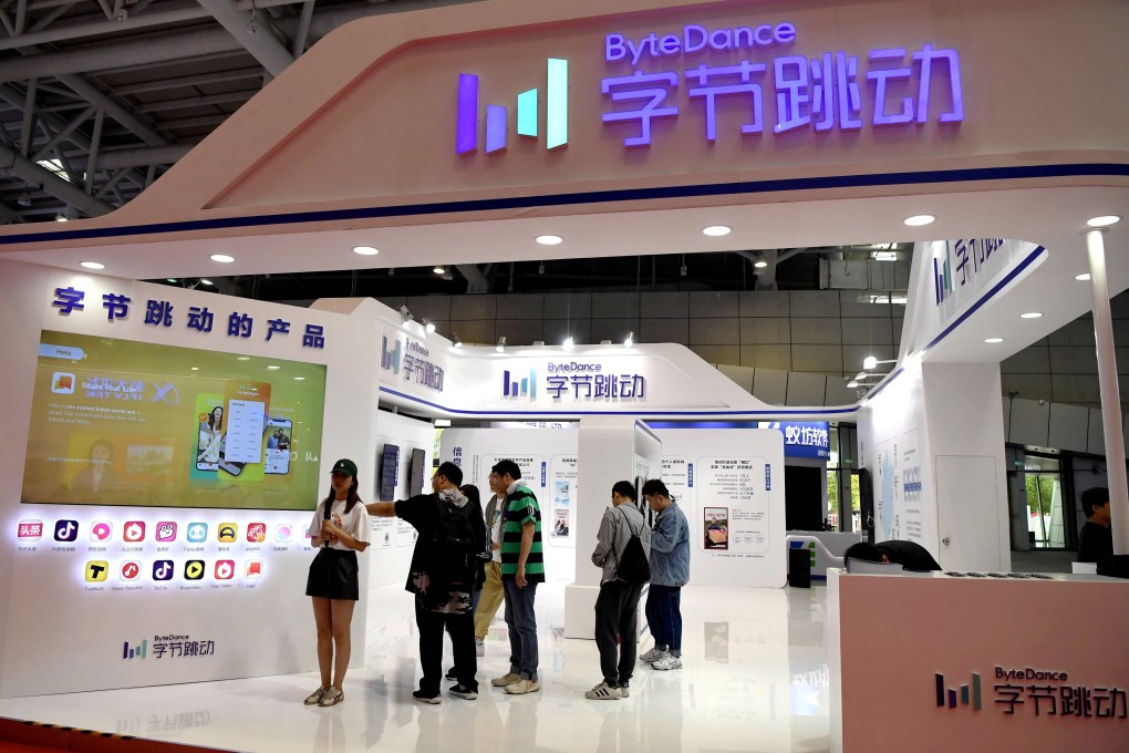People are seen at the Bytedance Technology booth at the Digital China exhibition in Fuzhou, Fujian province, China May 5, 2019. Photo: Reuters