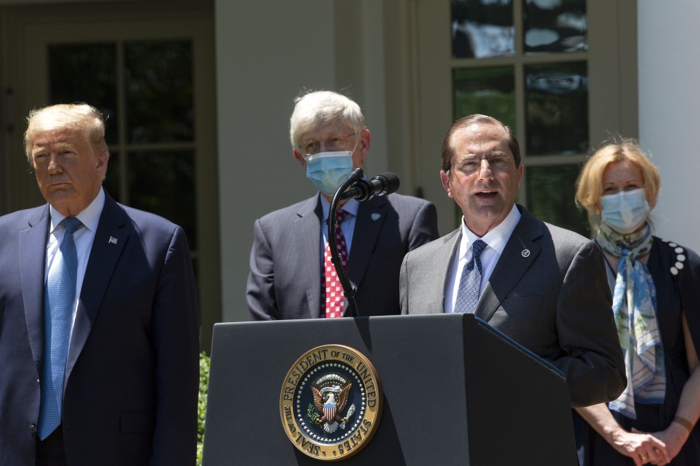 Alex Azar, US Secretary of Health and Human Services, speaking at a White House briefing on Friday. Photo: CNP via Bloomberg