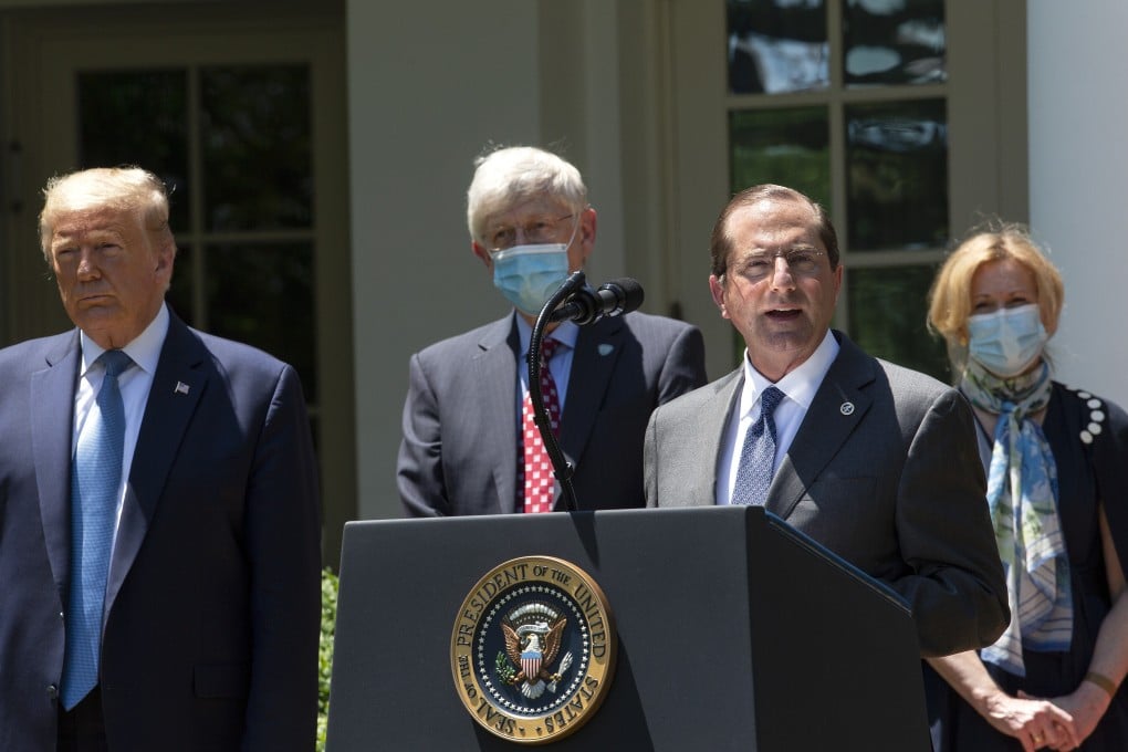 Alex Azar, US Secretary of Health and Human Services, speaking at a White House briefing on Friday. Photo: CNP via Bloomberg