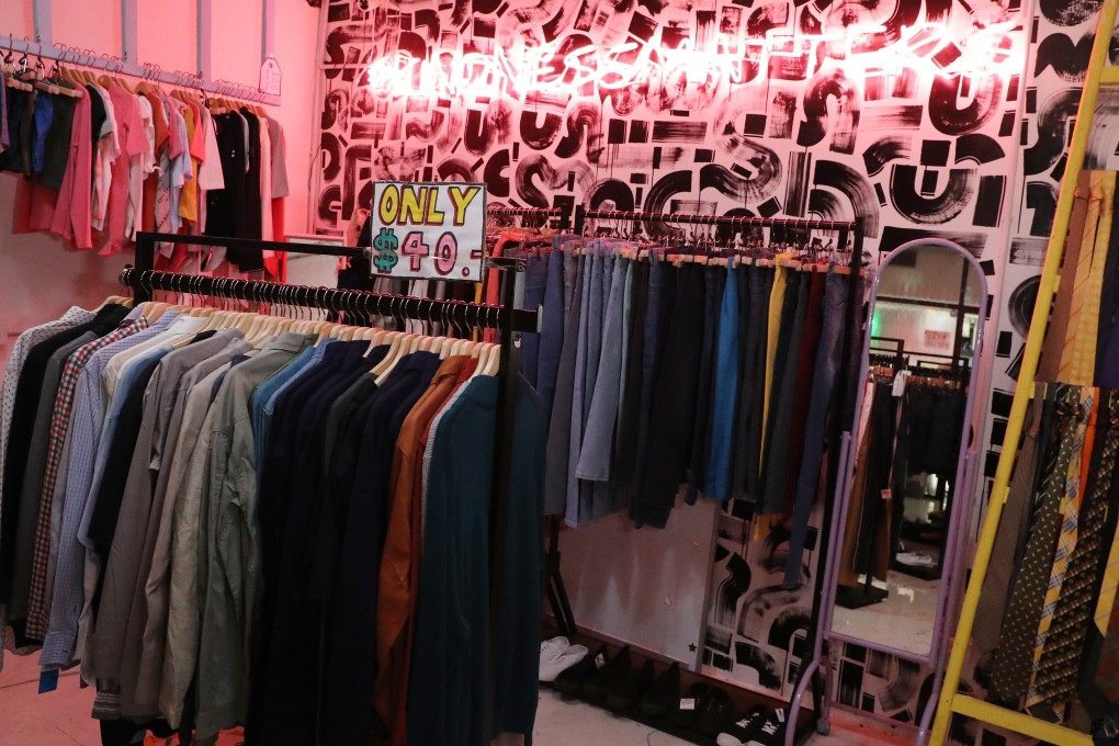Second-hand clothing on sale at 1ofakind, ImpactHK's new store in Jordan. Photo: SCMP / Edmond So