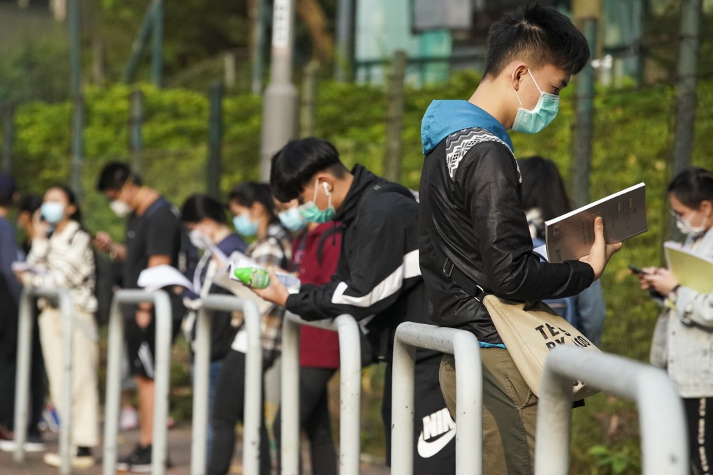 Diploma of Secondary Education candidates wait to sit their exam. Photo: Felix Wong