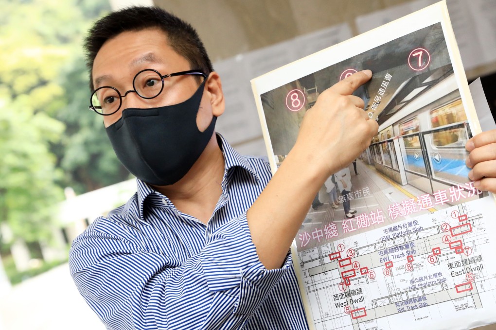 Whistle-blower Jason Poon explains how he plans to lodge a judicial review of a commission of inquiry report that ruled the Hung Hom station of the Sha Tin-Central rail link safe for use. Photo: May Tse