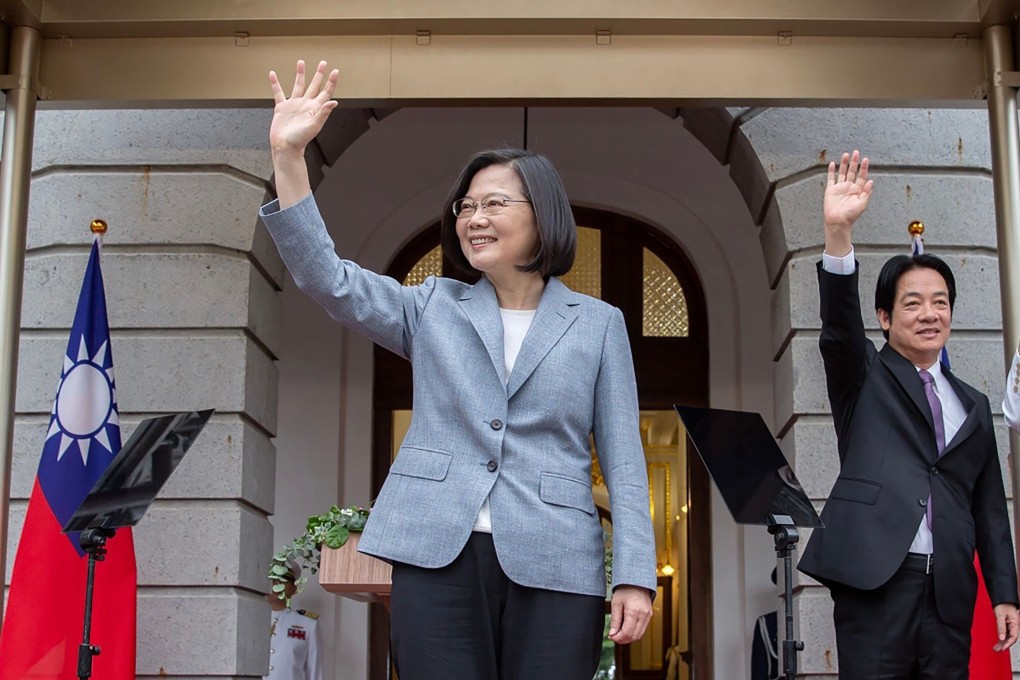 Taiwan President Tsai Ing-wen, accompanied by Vice-President William Lai, during an inauguration event on Wednesday. Photo: Taiwan presidential office via AFP