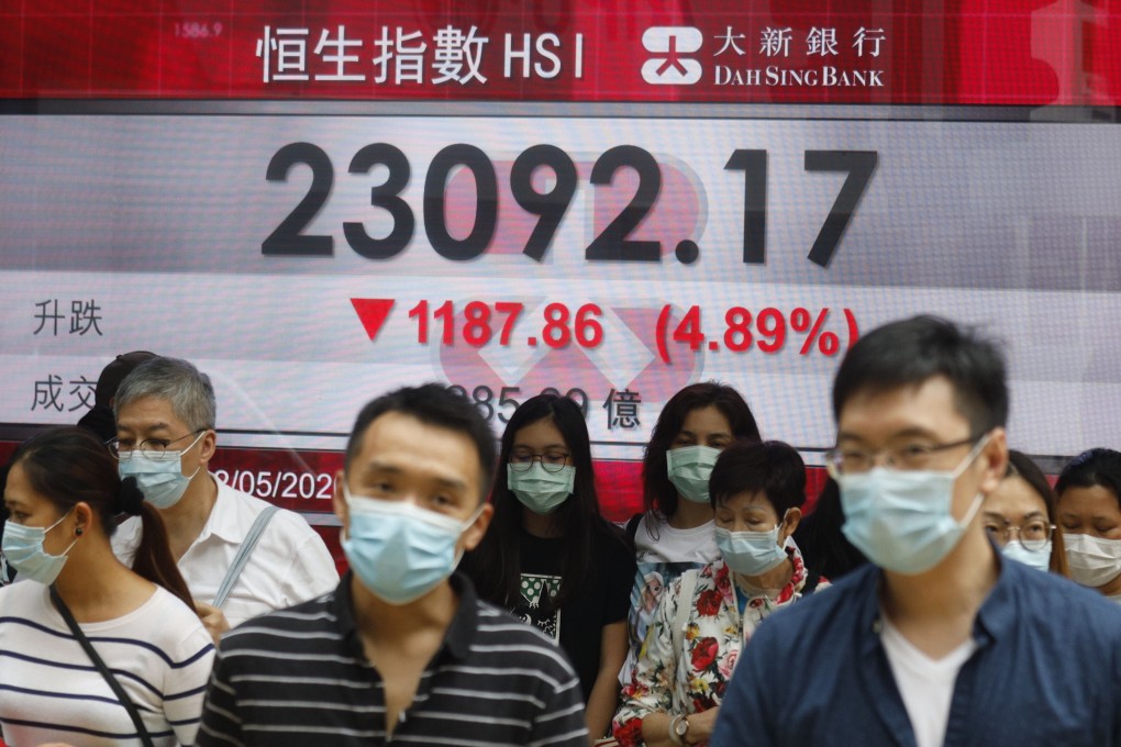 The benchmark Hang Seng Index slumped 5.56 per cent on Friday on the back of uncertainties created by the proposed national security law. Phot: AP