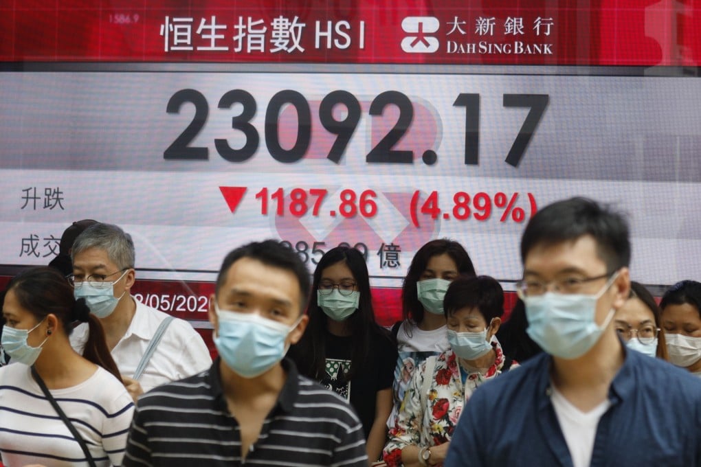 The benchmark Hang Seng Index slumped 5.56 per cent on Friday on the back of uncertainties created by the proposed national security law. Phot: AP