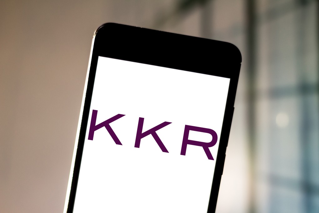 In this photo illustration the KKR logo is seen displayed on a smartphone. Handout