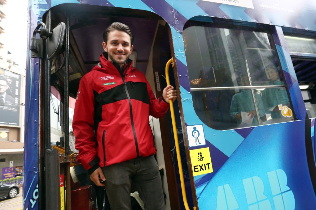 German Formula E driver Daniel Abt take a tram ride on Island ahead of the 2019 Hong Kong Formula E race. Photo: Jonathan Wong
