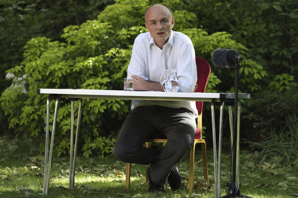 Dominic Cummings makes a statement inside 10 Downing Street over allegations he breached coronavirus lockdown restrictions. Photo: AP
