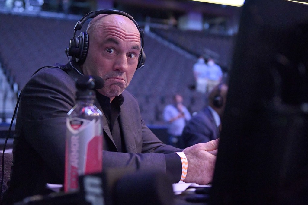 Announcer Joe Rogan reacts during UFC 249 at VyStar Veterans Memorial Arena. Photo: AFP