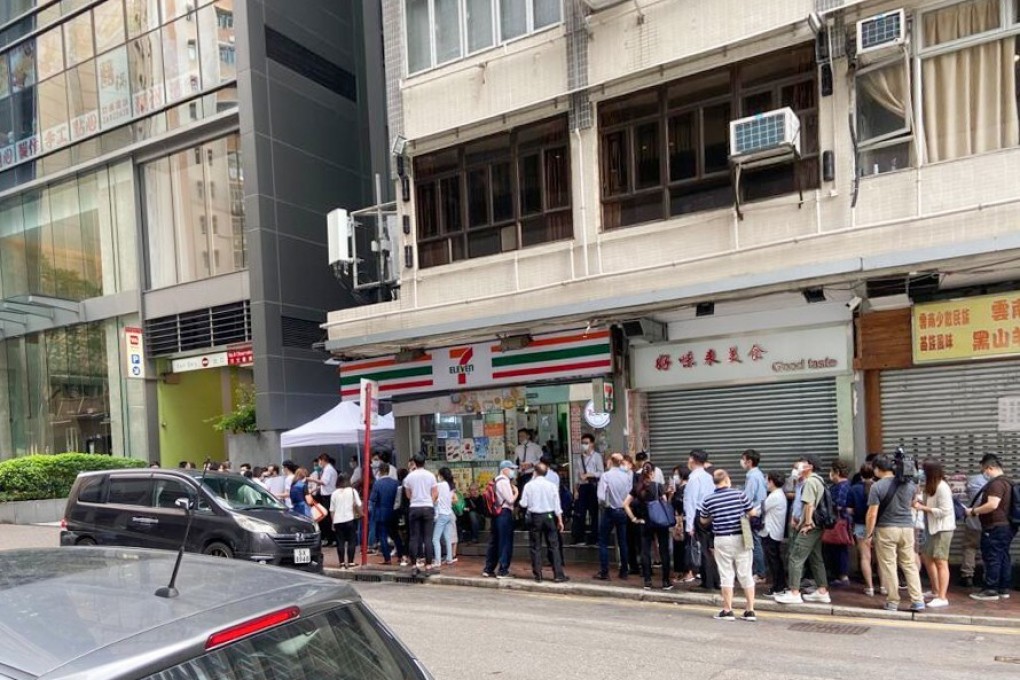 Potential homebuyers at the sales office for Vanke Holding (Hong Kong)’s The Campton development on Wednesday. Photo: Handout