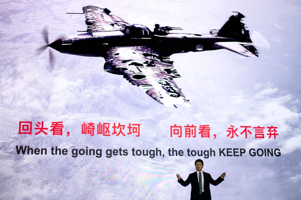 Huawei rotating chairman Guo Ping speaks during the Huawei Global Analyst Summit 2020 at the Huawei headquarters in Shenzhen, Guangdong province, on May 18. Huawei has assailed the latest US move to cut it off from semiconductor suppliers as a “pernicious” attack that will sow chaos in the global technology sector and other industries. Photo: AFP