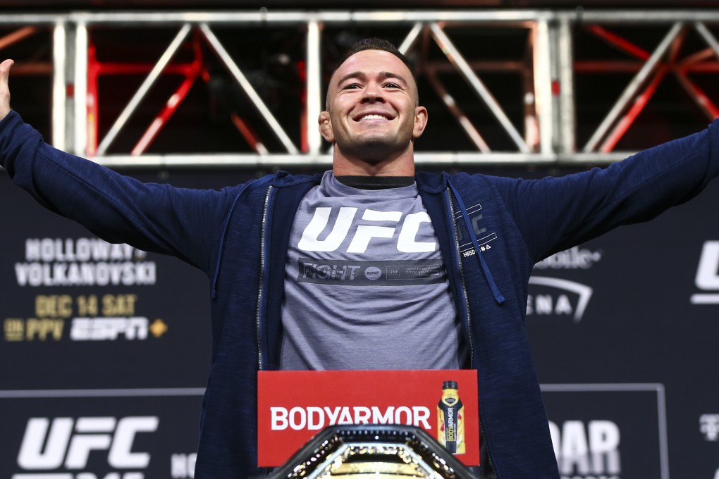 Colby Covington poses during the ceremonial weigh-in ahead of his fight against Kamaru Usman at UFC 245. Photo: AP