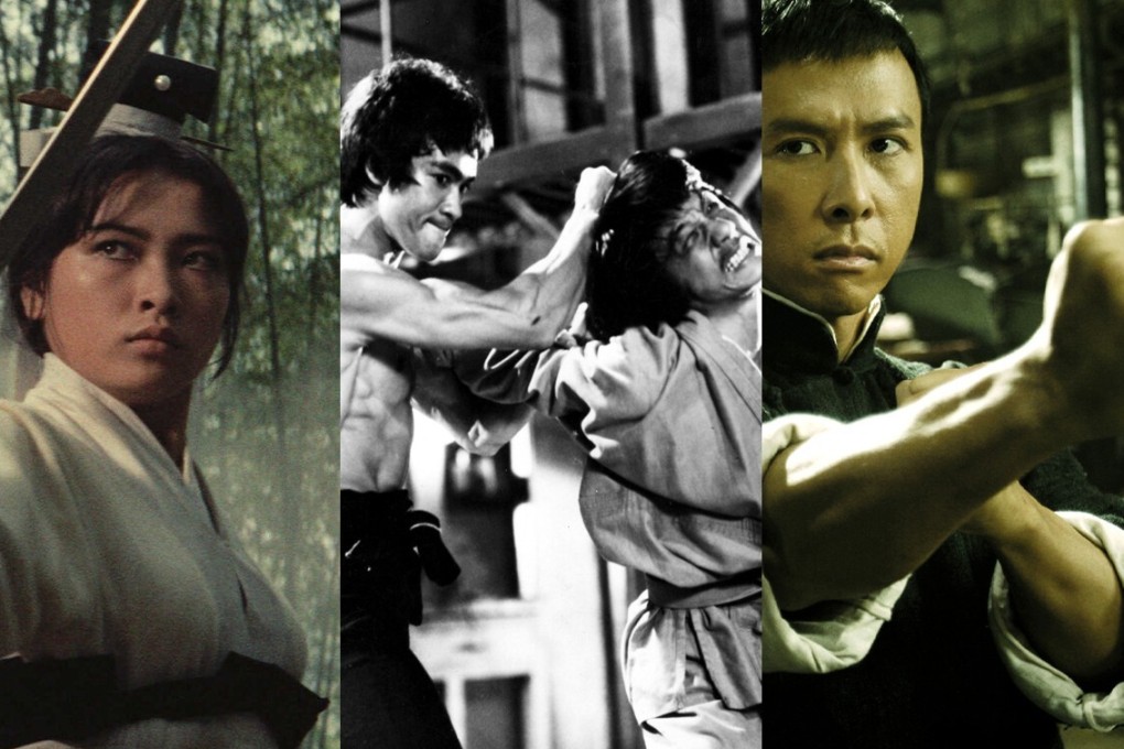 From left: Hsu Feng in a still from A Touch of Zen (1971); Bruce Lee and Jackie Chan in Enter the Dragon (1973); Donnie Yen in Ip Man 2 (2010), three notable Hong Kong martial arts films that feature some of the genre’s biggest stars.