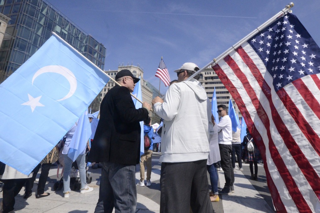At a rally in Washington on April 6, 2019, demonstrators call on the US to take action against the Chinese government over its treatment of Uygurs and other ethnic minority group members. Photo: Owen Churchill