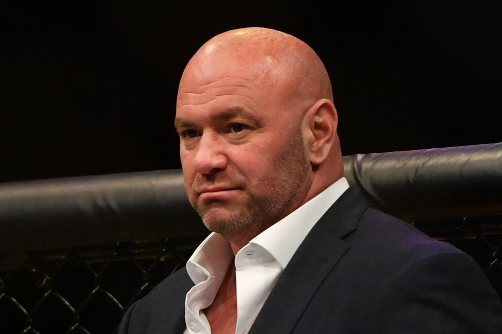 UFC president Dana White in the octagon after a fight between Henry Cejudo and Dominick Cruz at UFC 249 at the VyStar Veterans Memorial Arena in Florida in May. Photo: USA Today