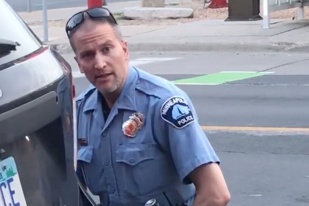Minneapolis police officer Derek Chauvin during the arrest of George Floyd. Photo: Handout via Reuters