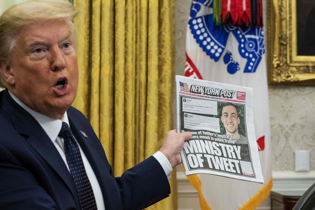 US President Donald Trump speaks in the Oval Office before signing an executive order related to regulating social media in Washington. Photo: AFP