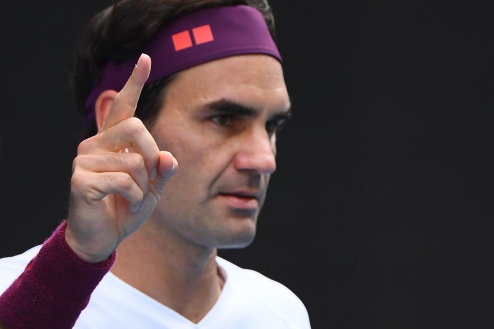 Switzerland's Roger Federer celebrates a point at the 2020 Australian Open. Photo: AFP