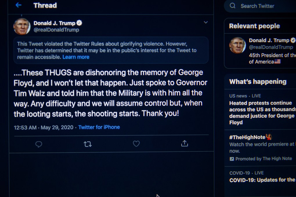 Twitter placed a warning on one of US President Donald Trump’s tweets on Friday and has fact-checked others. Photo: EPA-EFE