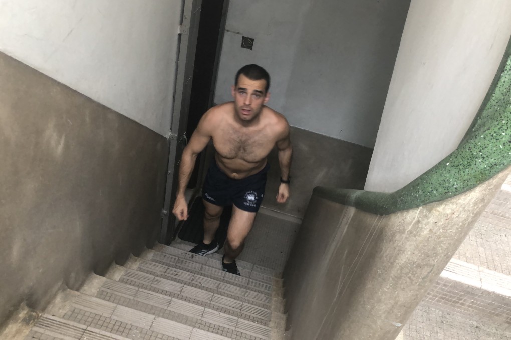 James Pickford ‘Everesting’ – just 12 months earlier he was 20kg heavier. Photo: Handout