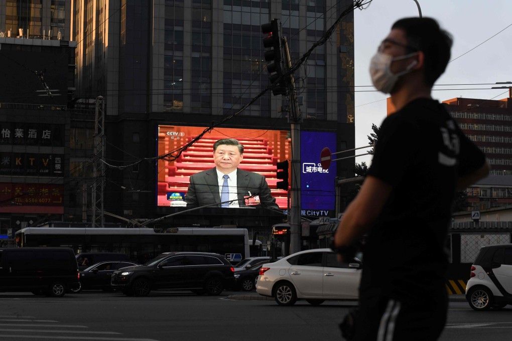 Chinese President Xi Jinping speaking during the closing session of the National People's Congress. Photo: AFP