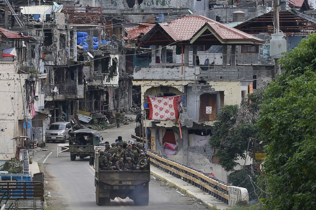 Philippine troops in Marawi city, southern Philippines, after a clash with Islamic State-linked militants. Photo: AP