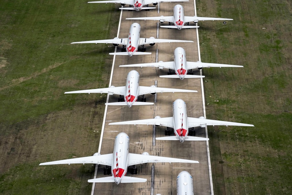 A fleet of American Airlines’ planes parked on a runway in Tulsa, Oklahoma on March 23, 2020. Photo: Reuters