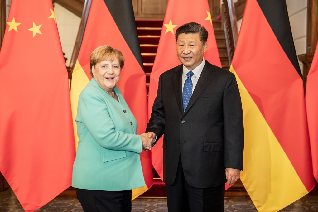German Chancellor Angela Merkel shakes hands with Chinese President Xi Jinping during their meeting in Beijing in September last year. Photo: DPA